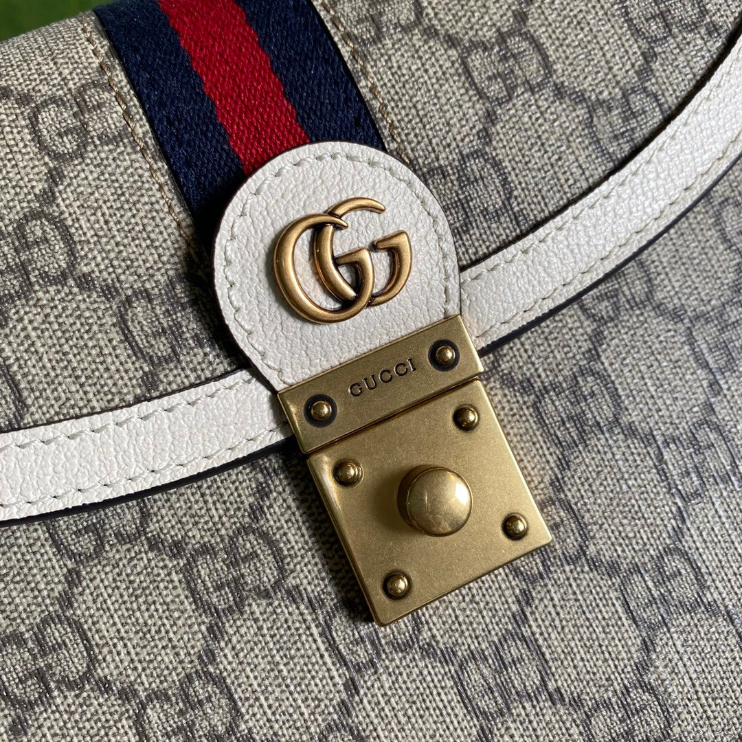 Gucci Ophidia Leather Canvas Shoulder Bag Style 4