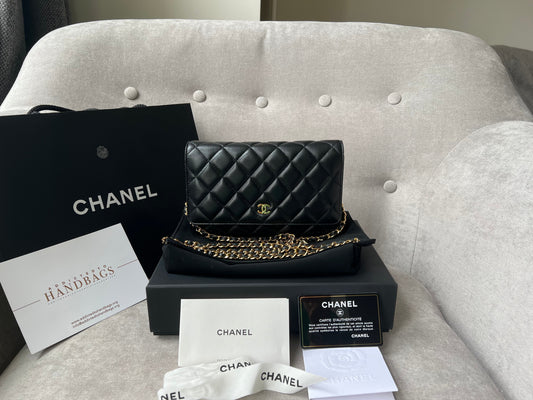 Chanel Black Lambskin Wallet on Chain with gold hardware Crossbody