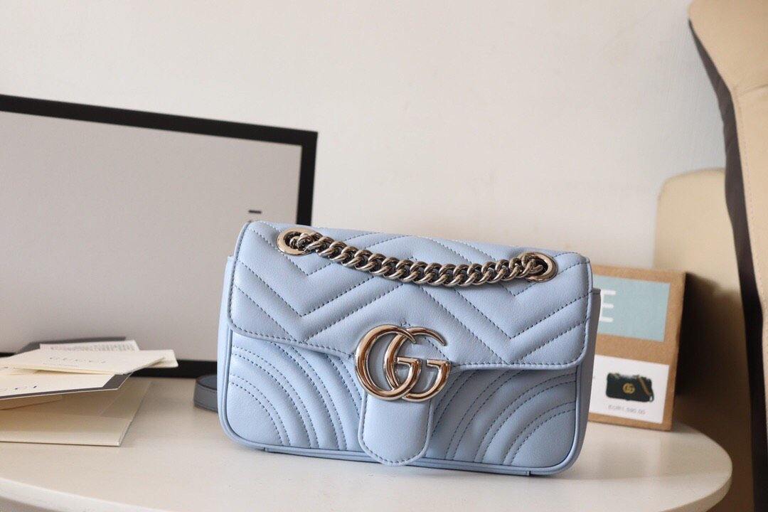 Gucci GG Marmont Leather Chain Shoulder Bag Style 32