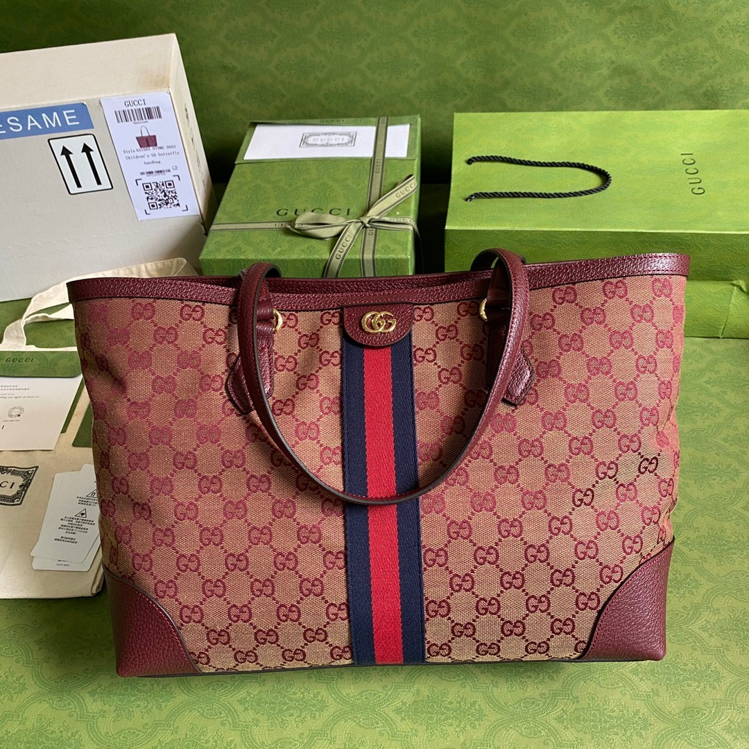 Gucci Ophidia Leather Canvas Tote Style 5