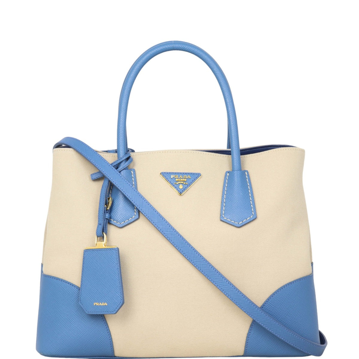 Prada Saffiano Cuir & Canapa Double Bag Medium