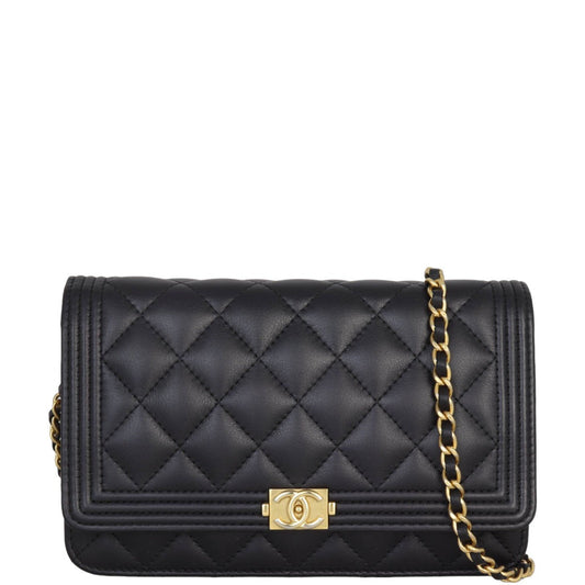 Chanel Boy Wallet on Chain | Black Lambskin