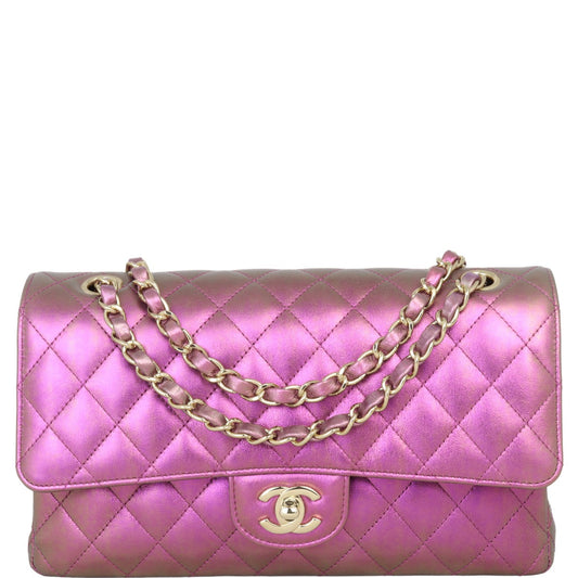 Chanel Classic Double Flap Medium | Purple Green Iridescent Lambskin