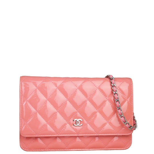 Chanel Classic Wallet on Chain Patent | Coral Pink