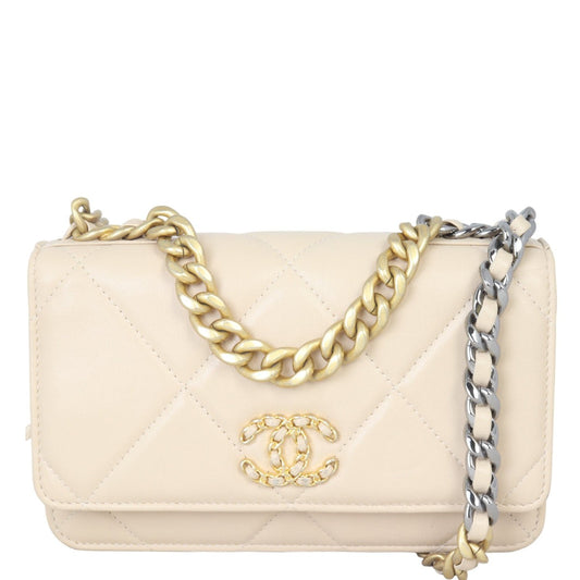 Chanel 19 Wallet On Chain | Beige Goatskin
