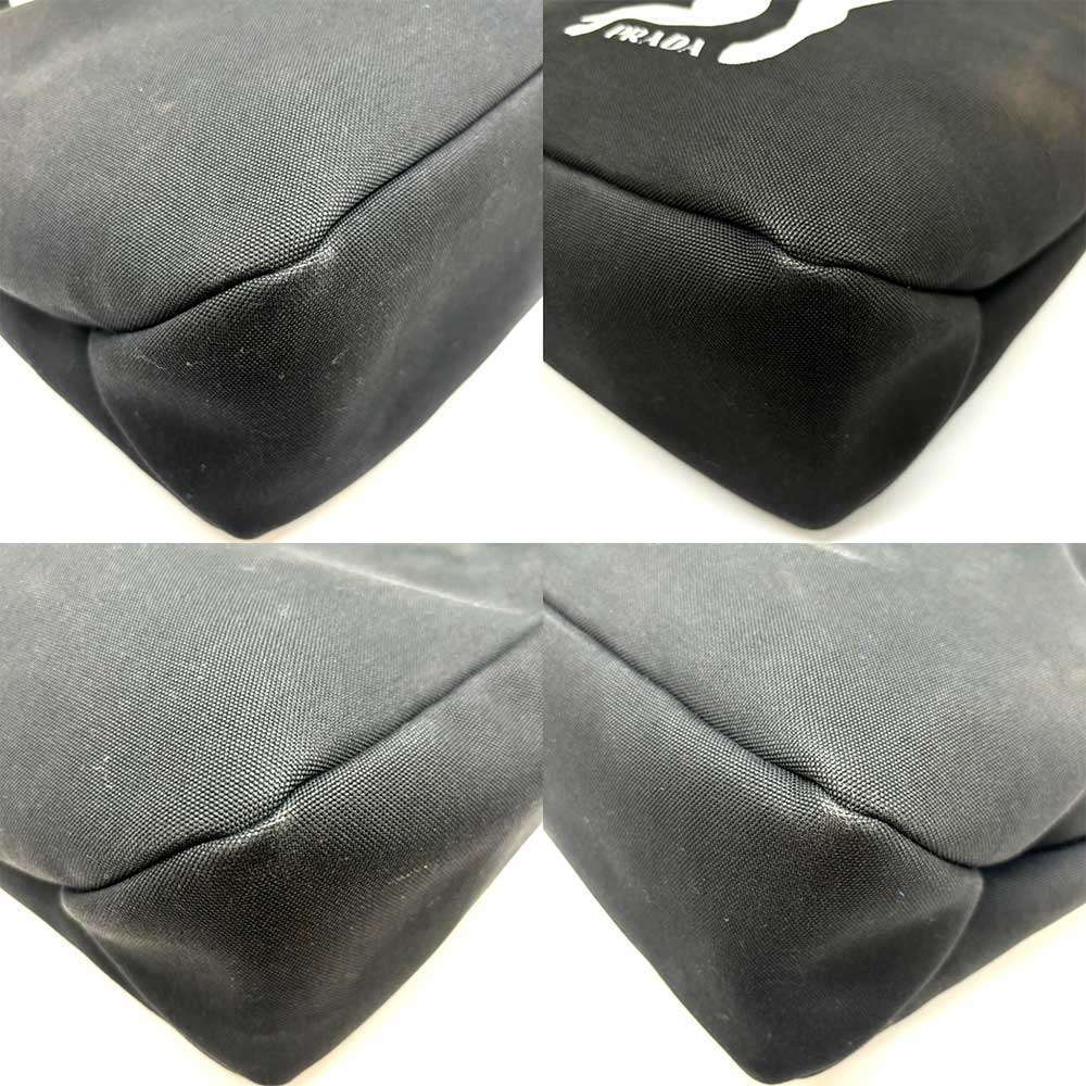 Prada Monkey Logo Canvas Tote Bag Black