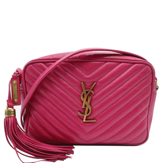 SAINT LAURENT Lou Leather Camera Crossbody Bag Pink