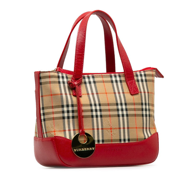 Burberry Nova Check Shadow Horse Canvas Leather Handbag