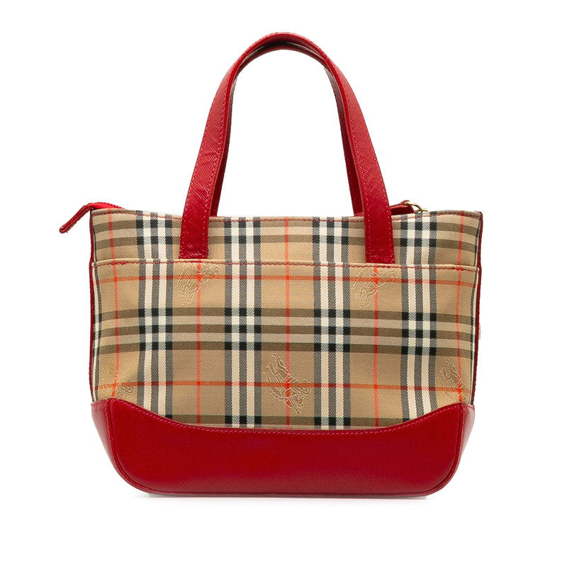 Burberry Nova Check Shadow Horse Canvas Leather Handbag