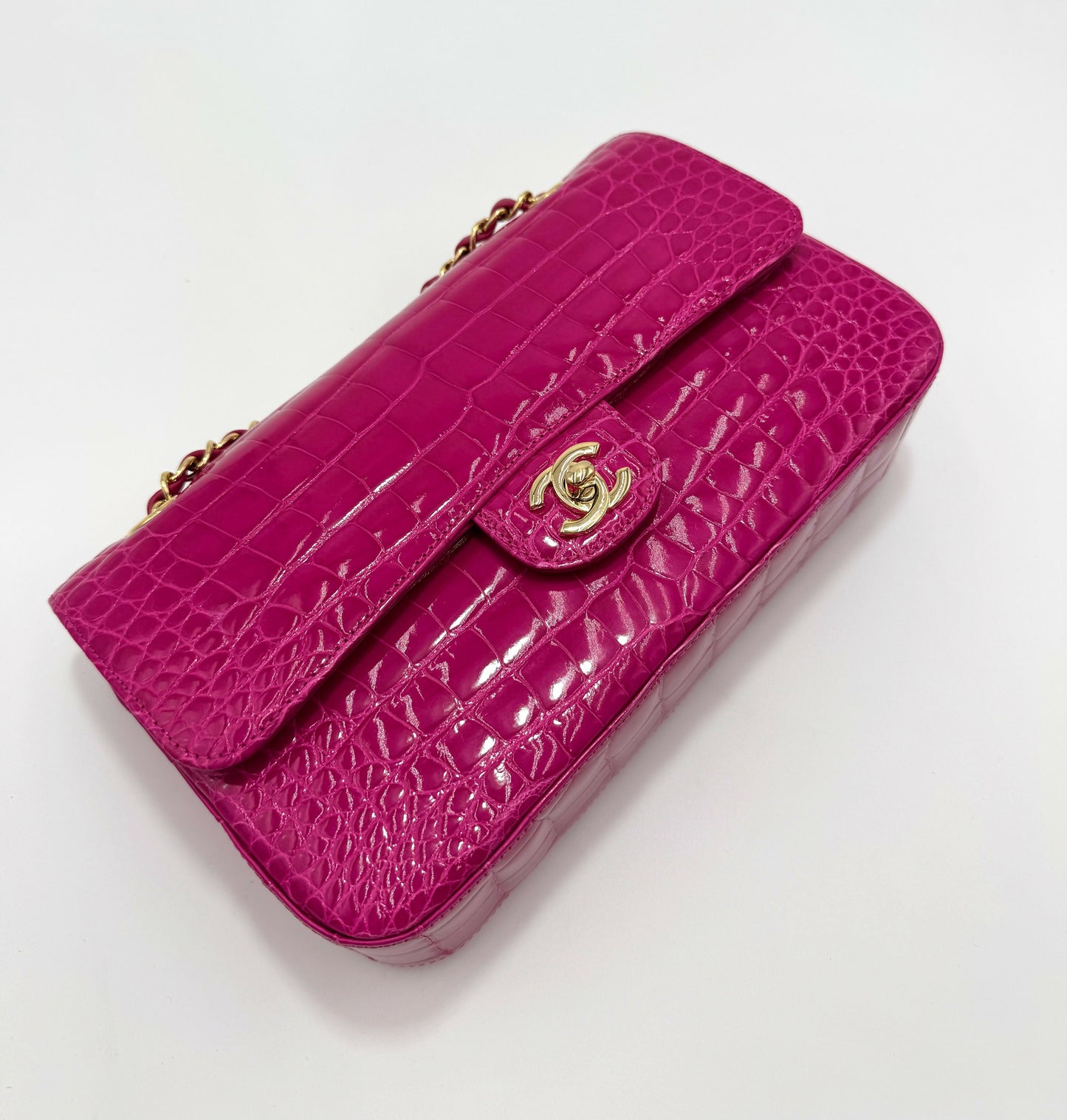 Chanel Medium Pink Crocodile Flap Bag