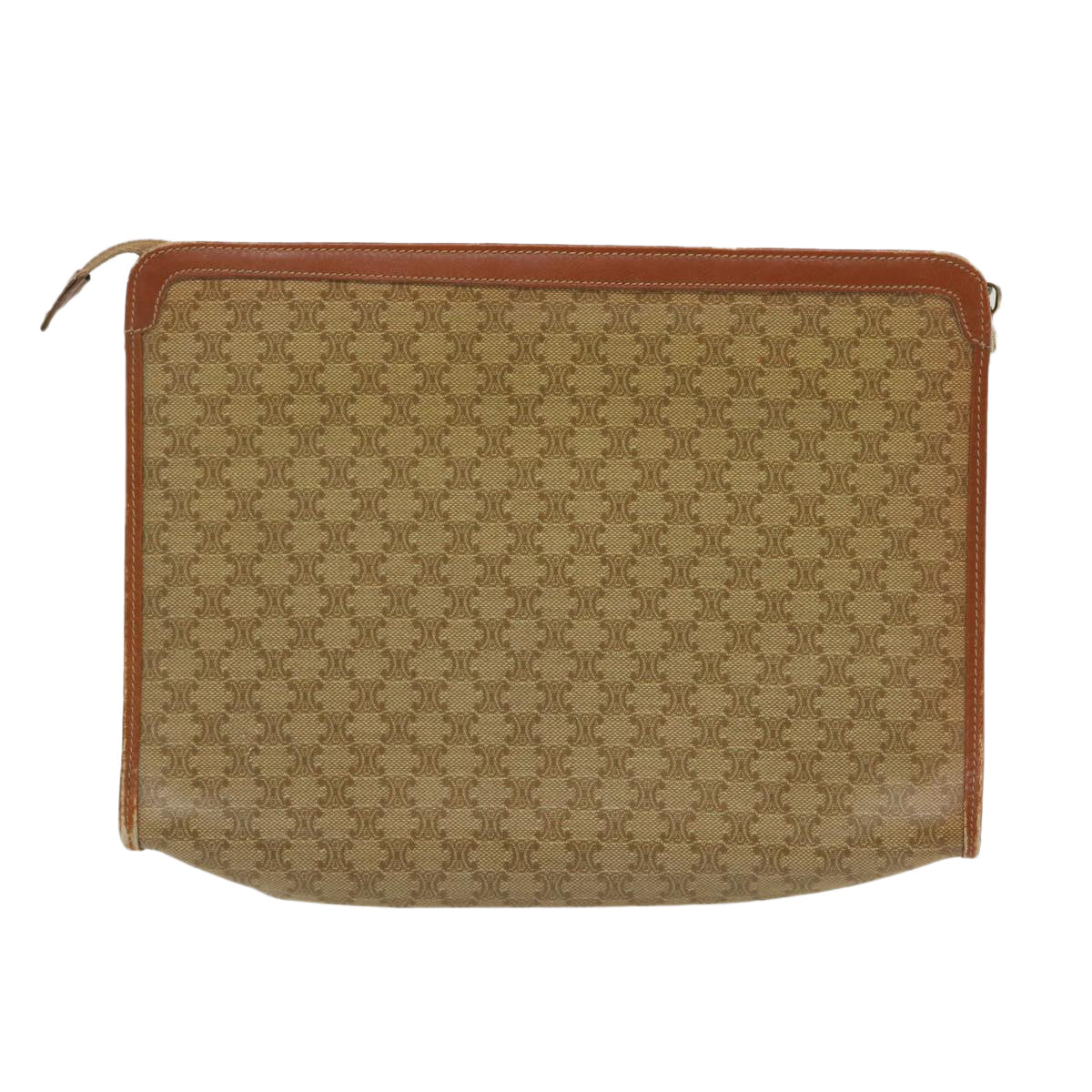 Luxury CELINE Macadam Pouch Clutch Bag PVC Leather Beige jk1328