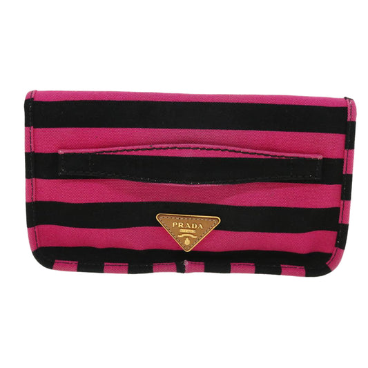 Prada Clutch Bag Canvas Black Pink
