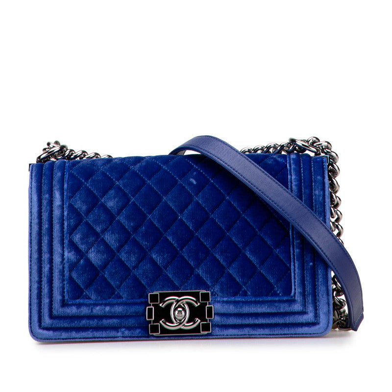 Chanel Boy Chanel Velour Leather Shoulder Bag