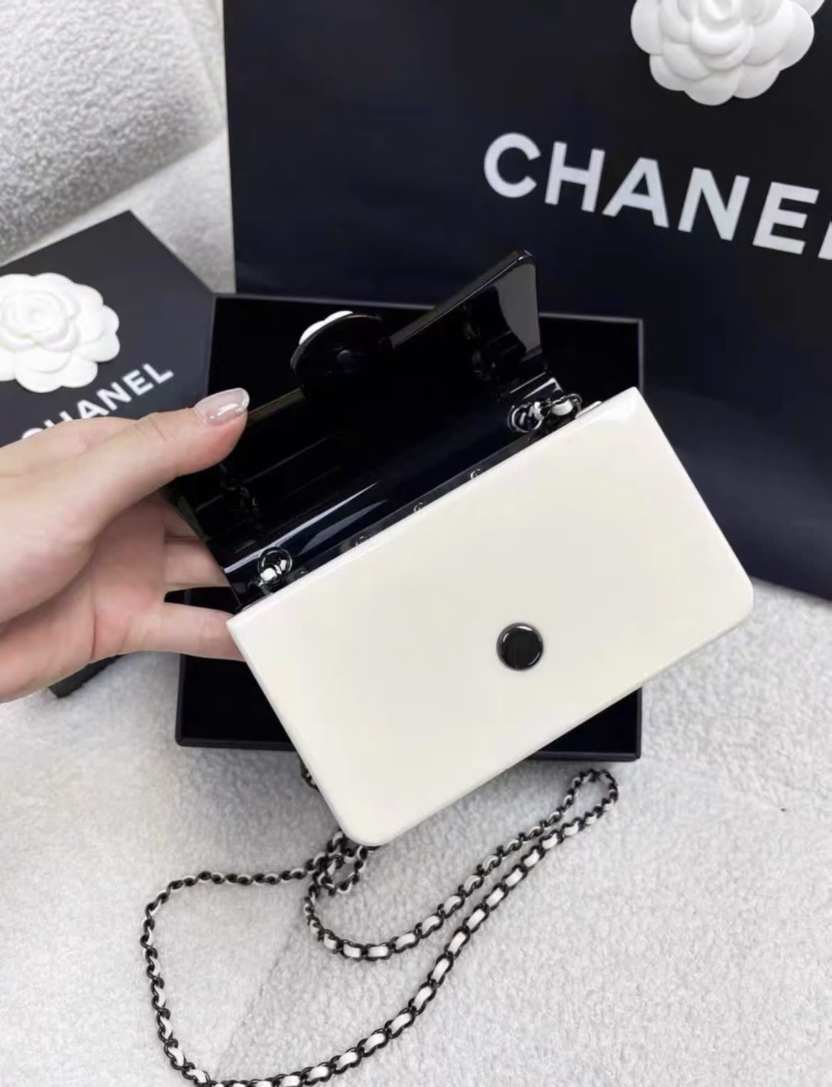 Chanel Black White Acrylic Chain Bag collector s items