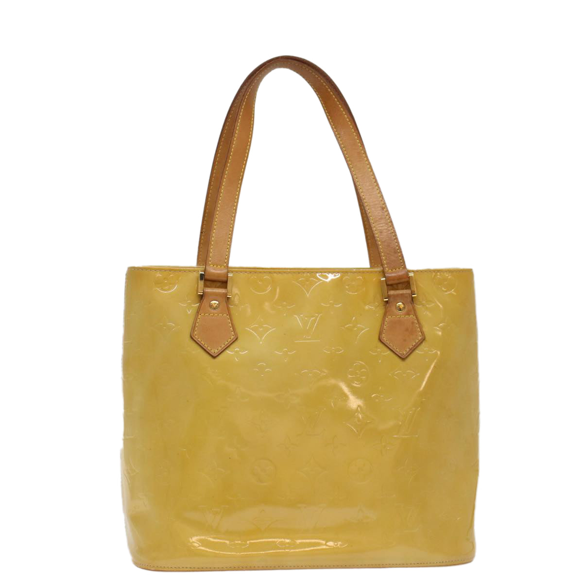 LOUIS VUITTON Monogram Vernis Houston Hand Bag Beige M91004 LV ki3220