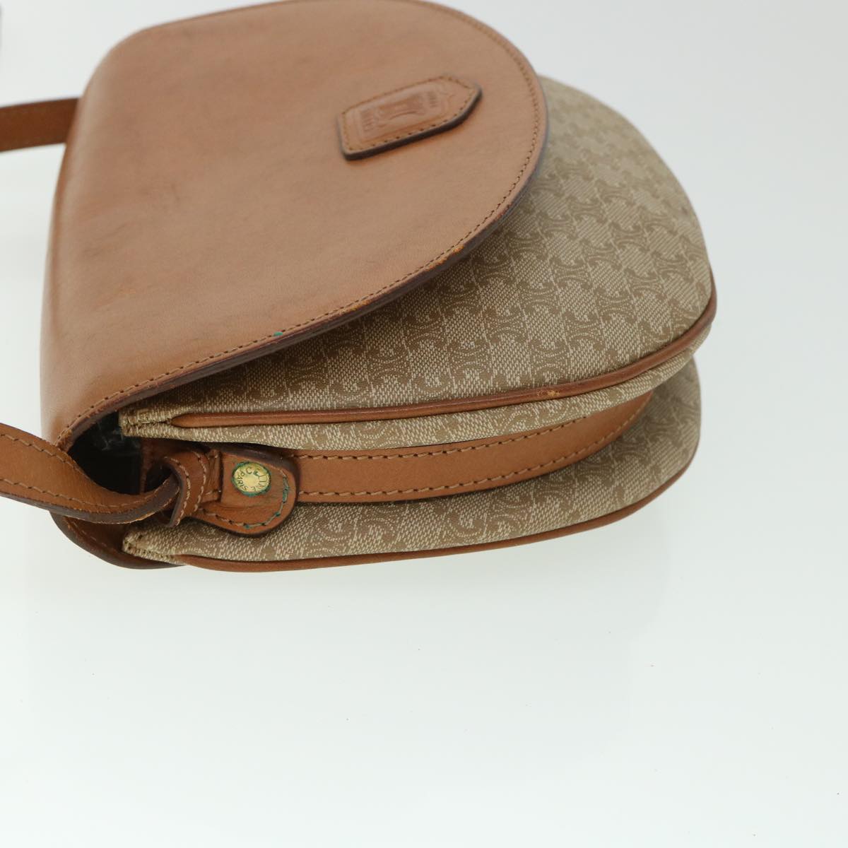 Luxury CELINE Macadam Canvas Shoulder Bag Beige ki3429