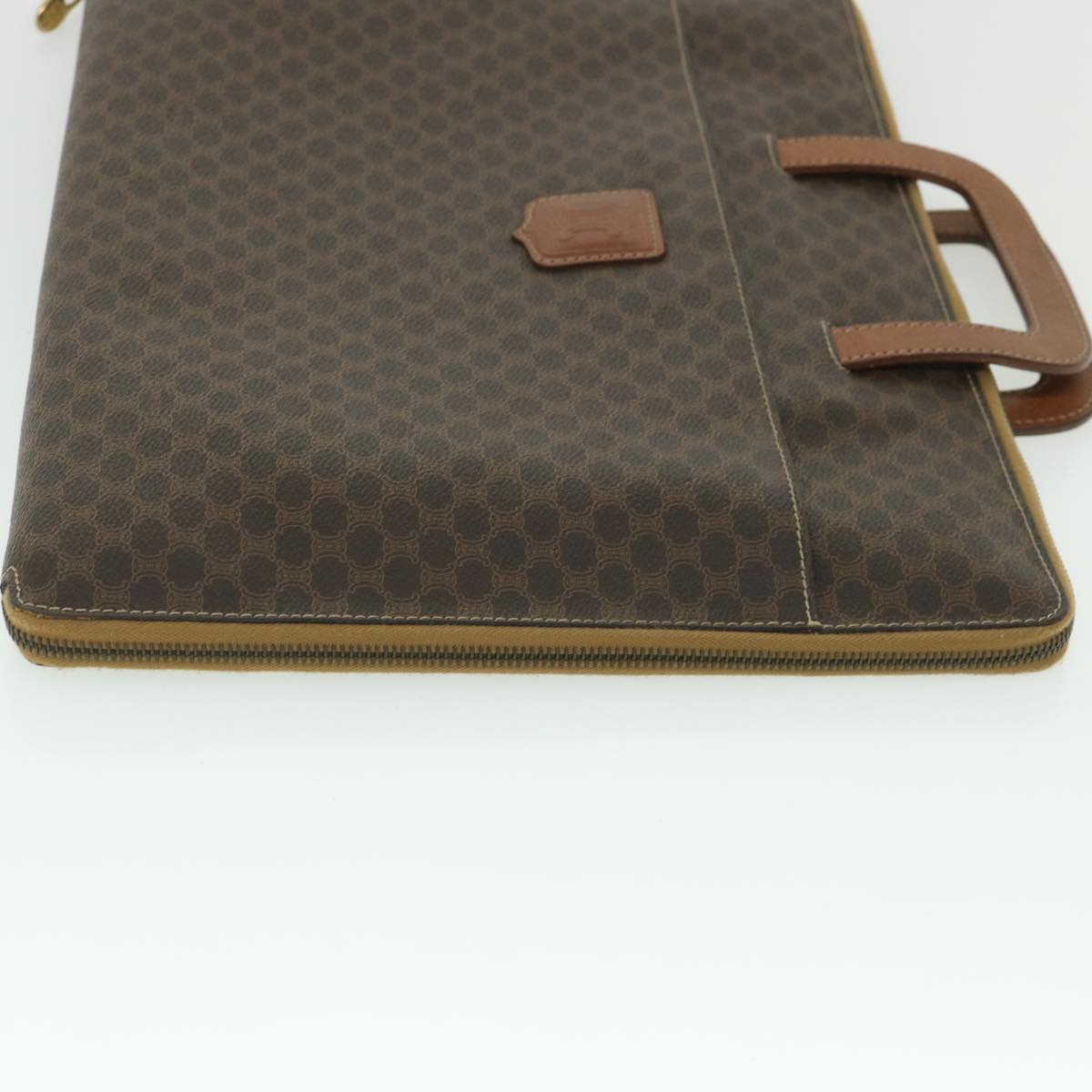 Luxury CELINE Macadam Canvas Business Bag PVC Leather Brown ki3539
