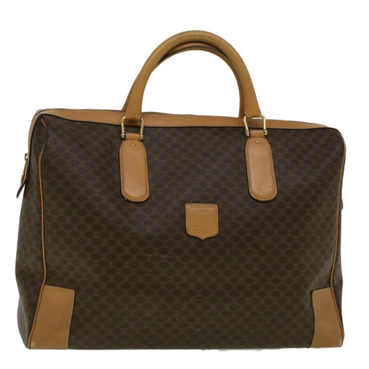 Luxury CELINE Macadam Canvas Boston Bag PVC Leather Brown ki3691