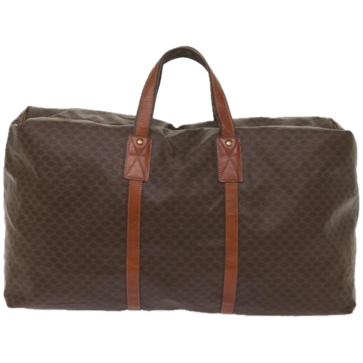 Luxury CELINE Macadam Canvas Boston Bag PVC Brown ki4112