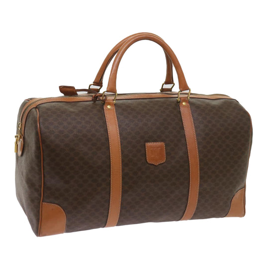 Luxury CELINE Macadam Canvas Boston Bag PVC Brown ki4225