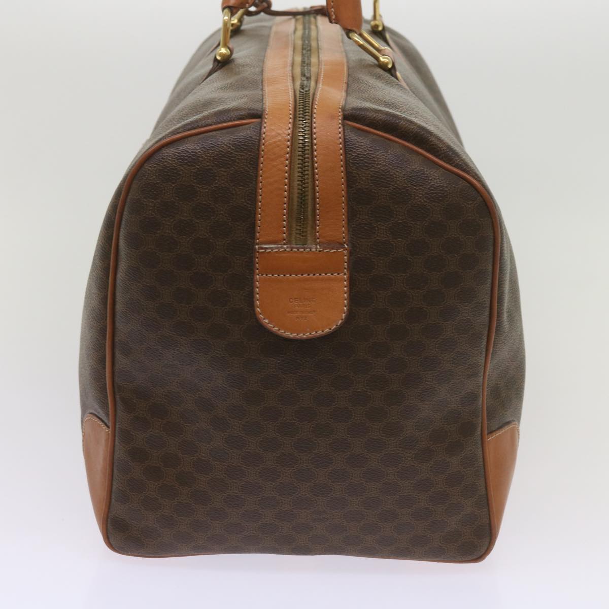 Luxury CELINE Macadam Canvas Boston Bag PVC Brown ki4225