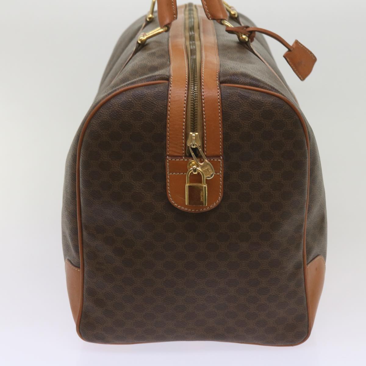 Luxury CELINE Macadam Canvas Boston Bag PVC Brown ki4225