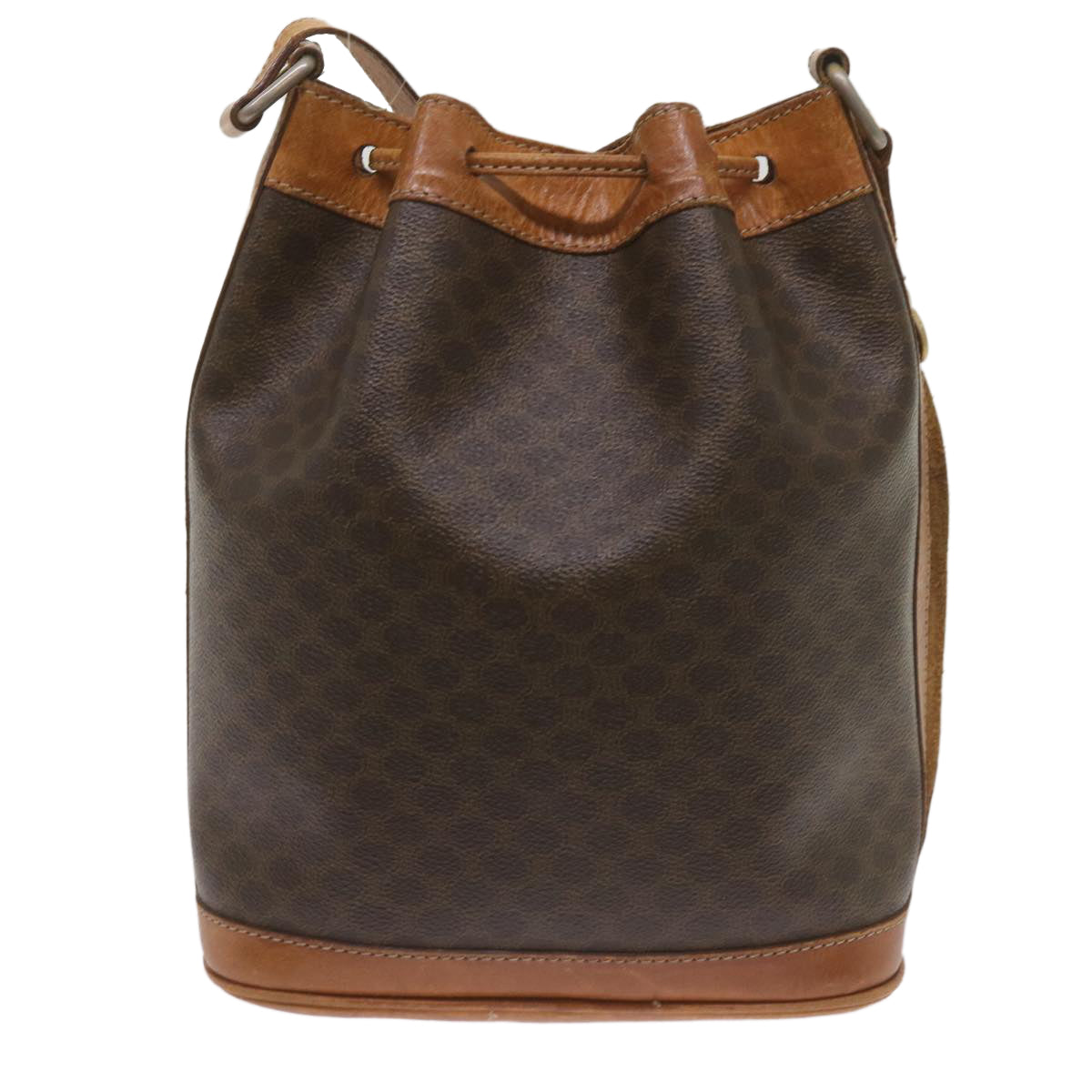 Luxury CELINE Macadam Canvas Shoulder Bag PVC Leather Brown ki4237