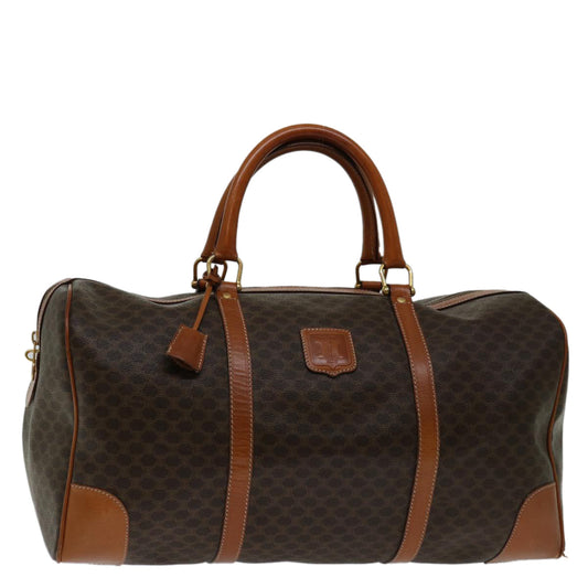 Luxury CELINE Macadam Canvas Boston Bag PVC Brown ki4266