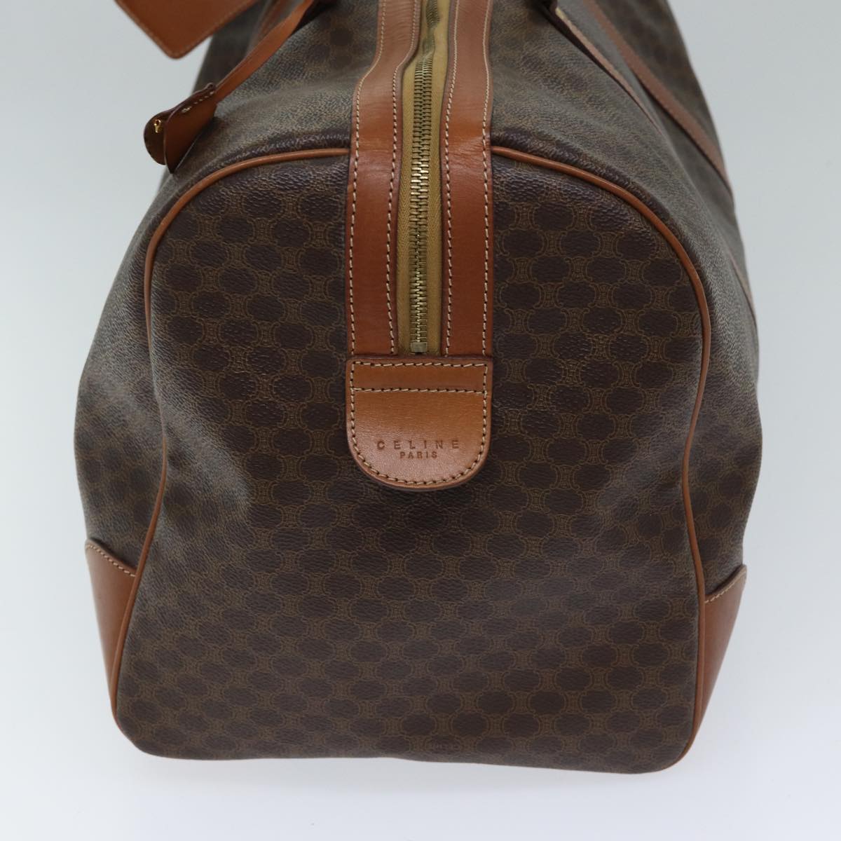 Luxury CELINE Macadam Canvas Boston Bag PVC Brown ki4356