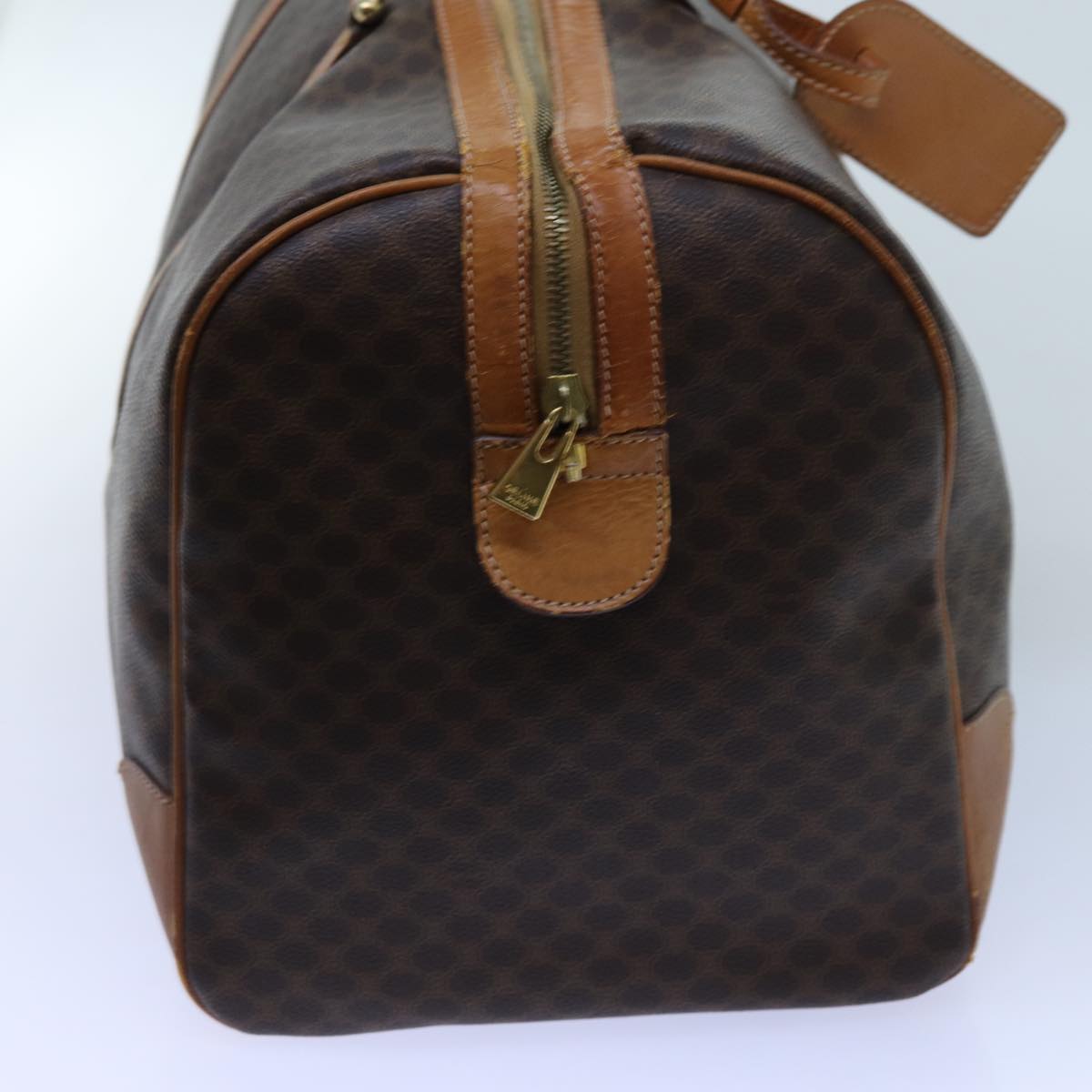 Luxury CELINE Macadam Canvas Boston Bag PVC Brown ki4386