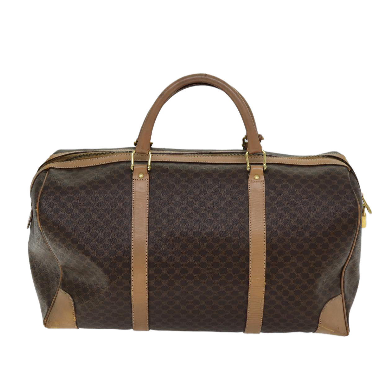 Luxury CELINE Macadam Canvas Boston Bag PVC Brown ki4391
