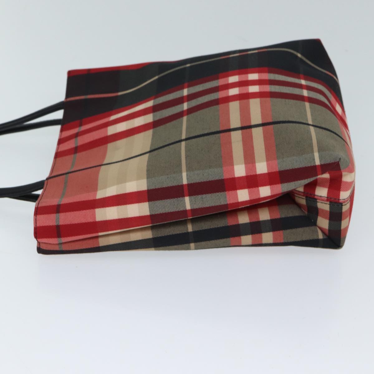 Burberry Nova Check Hand Bag Canvas Red Black Auth ki4392
