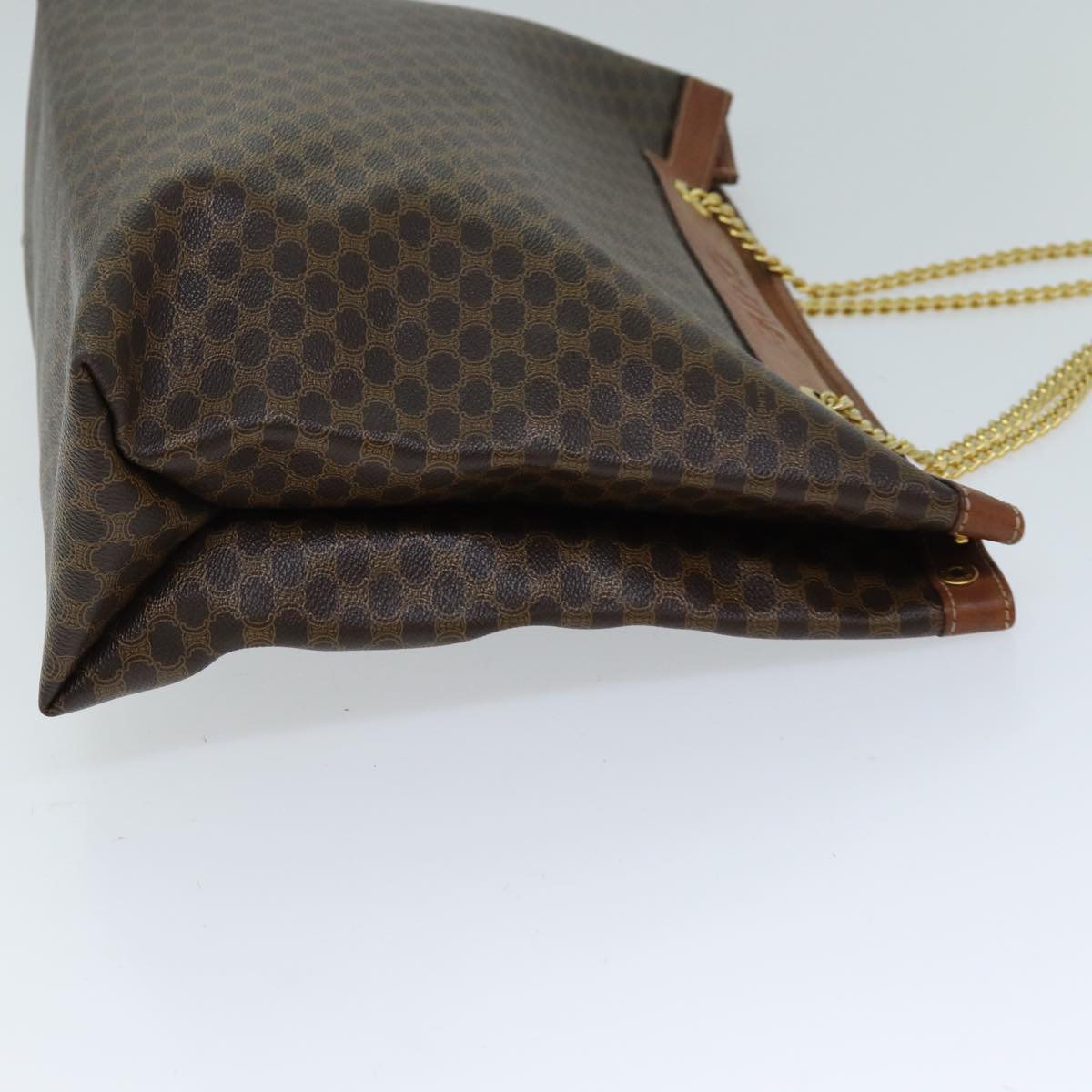 Luxury CELINE Macadam Canvas Chain Tote Bag PVC Brown ki4403