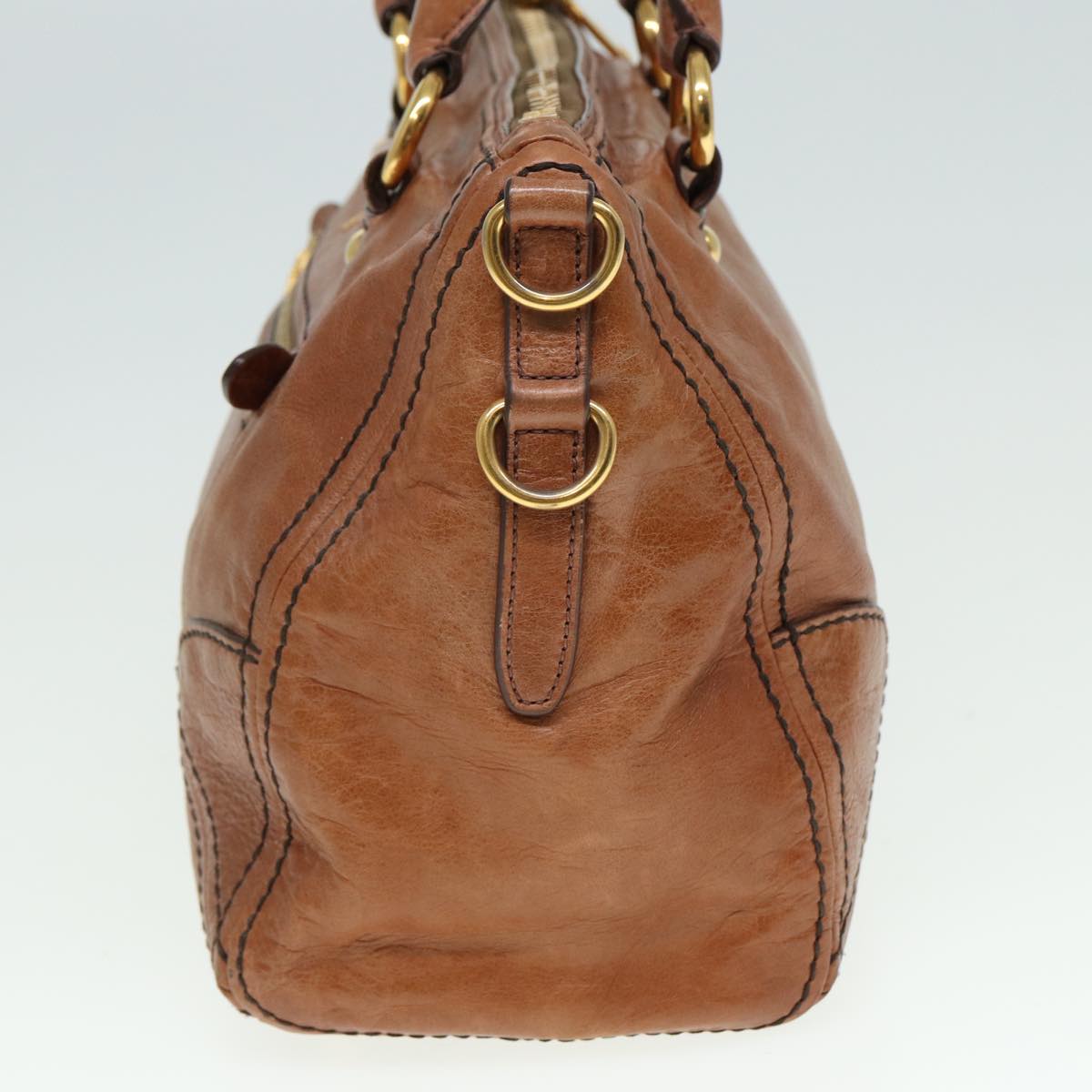 PRADA Hand Bag Leather 2way Brown Auth
