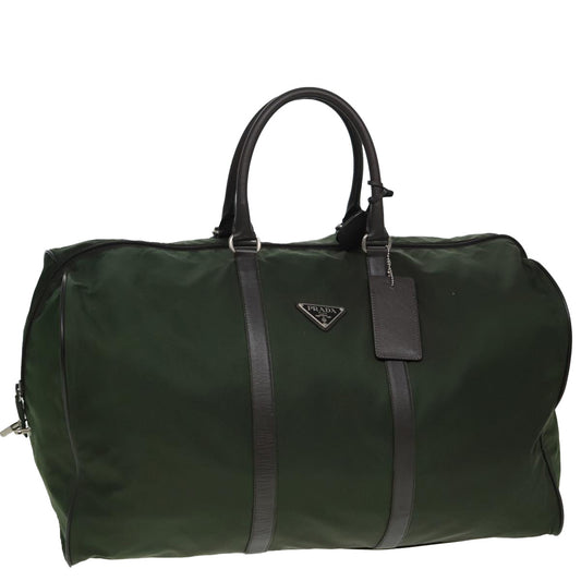 PRADA Boston Bag Nylon Khaki Brown Auth