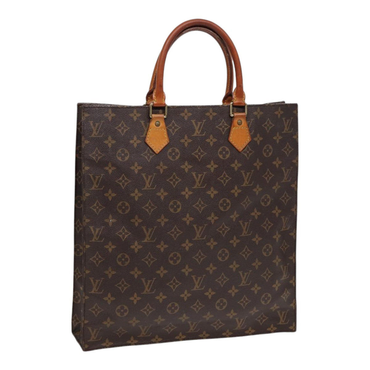 LOUIS VUITTON Monogram Sac Plat Hand Bag LV Auth ki4734