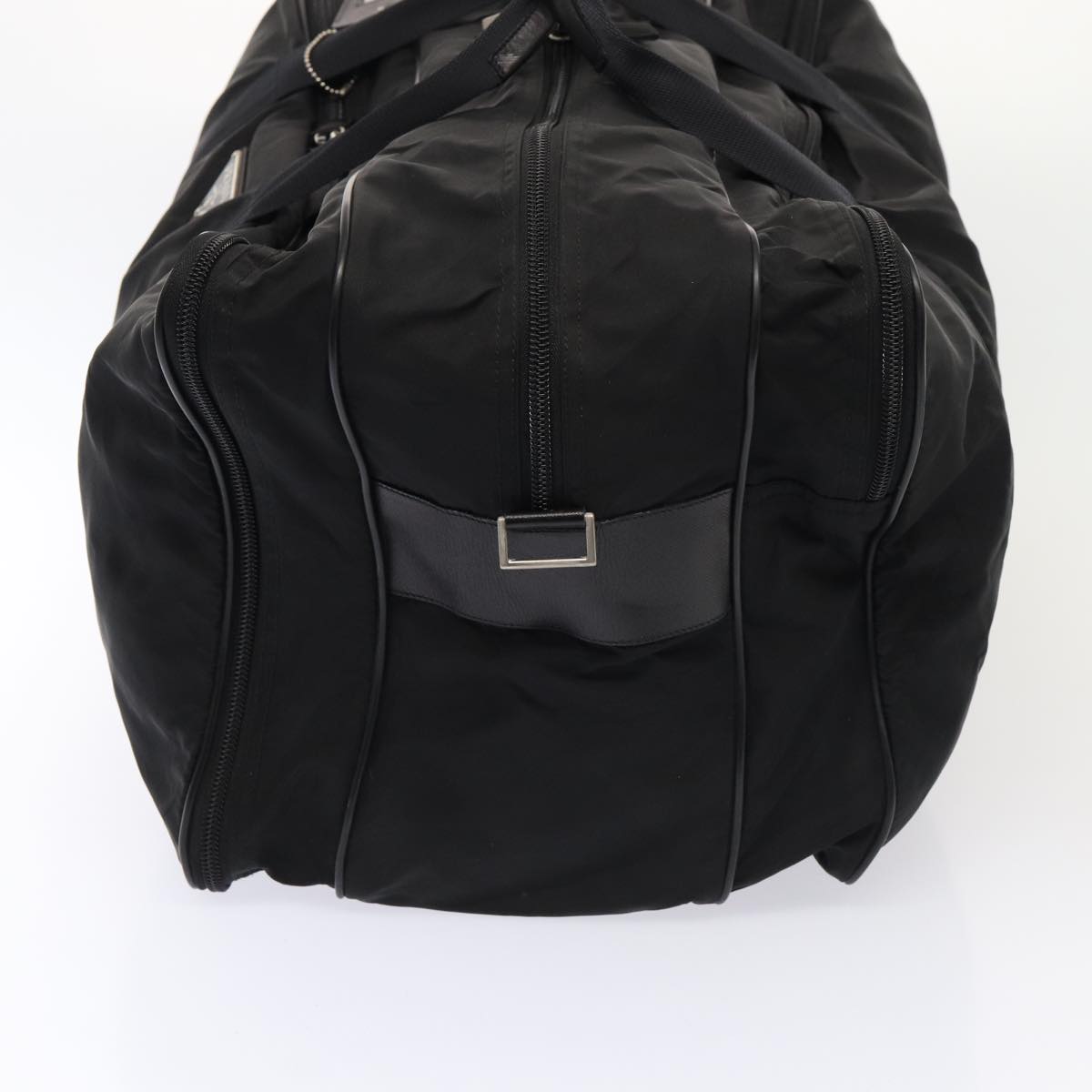 PRADA Boston Bag Nylon 2way Black Silver Auth