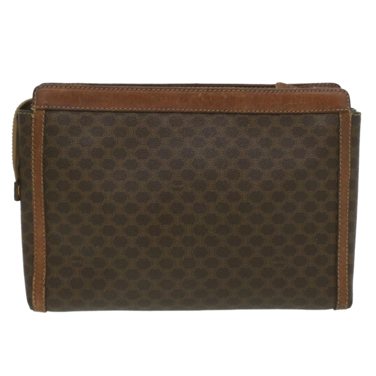 Luxury CELINE Macadam Canvas Coin Purse Clutch Bag PVC Leather 2Set Brown kk159