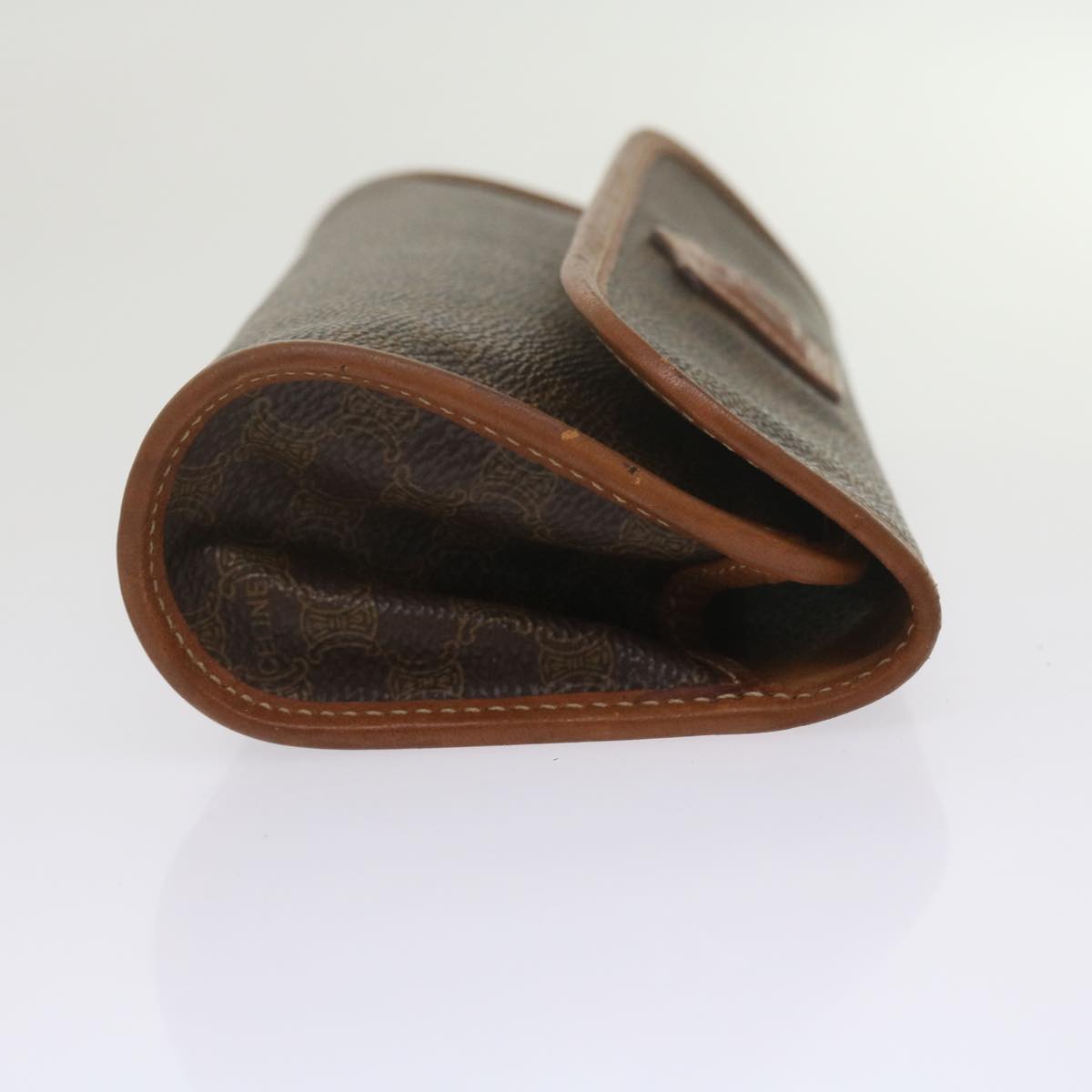 Luxury CELINE Macadam Canvas Pouch PVC Leather Brown kk204