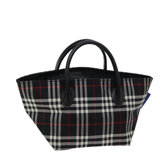 Burberry Nova Check Blue Label Hand Bag Nylon Black Auth kk207