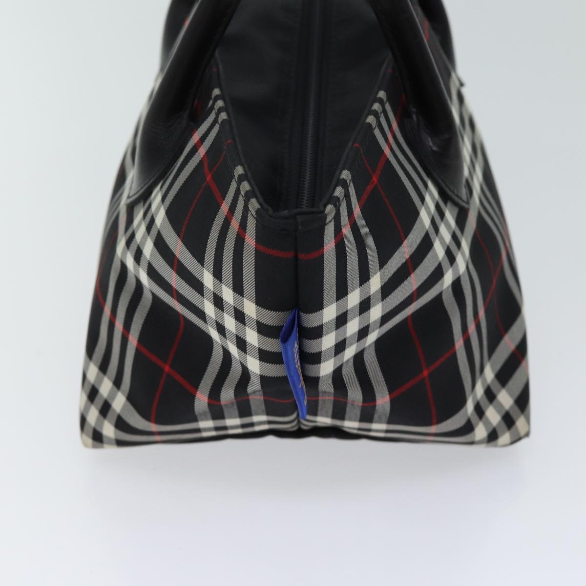 Burberry Nova Check Blue Label Hand Bag Nylon Black Auth kk207