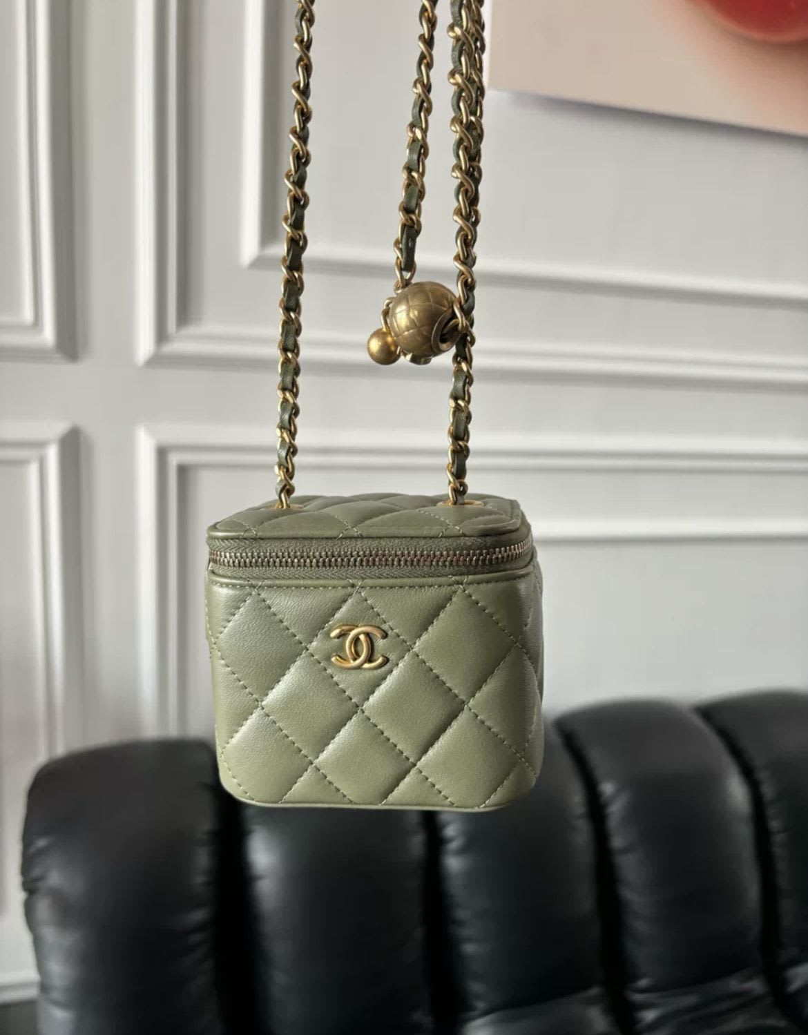Chanel Green Golden Ball Vanity Mini Crossbody Bag