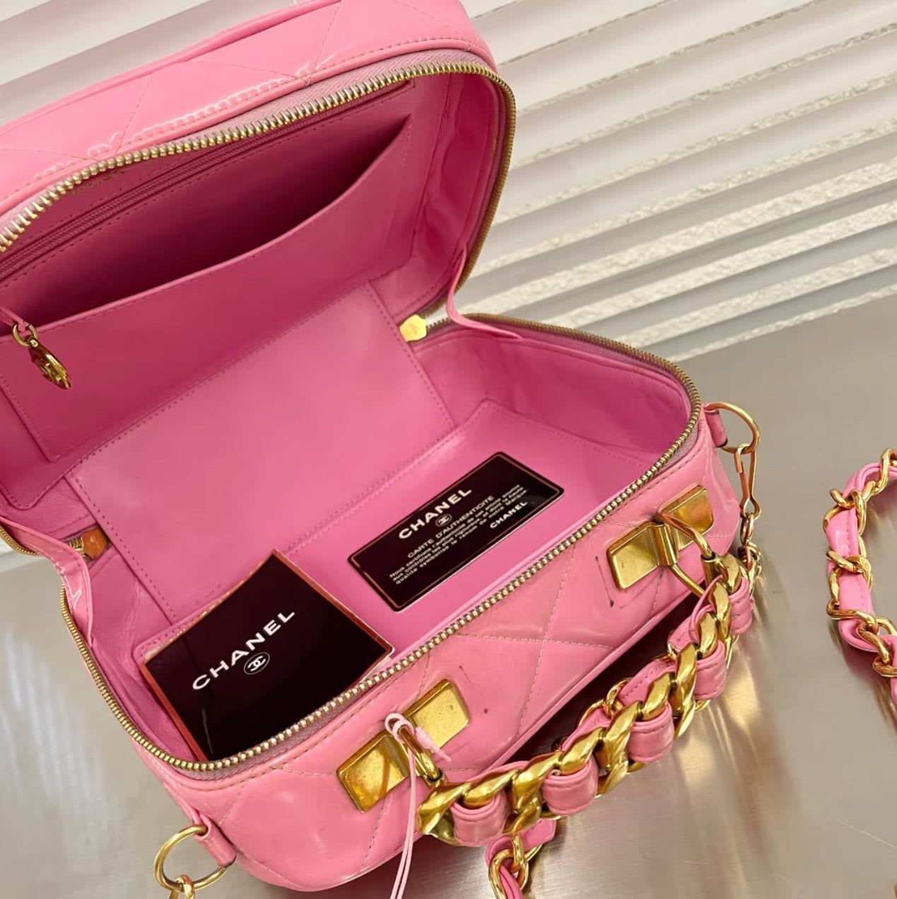 Chanel Patent Leather Barbie Pink Tote Bag