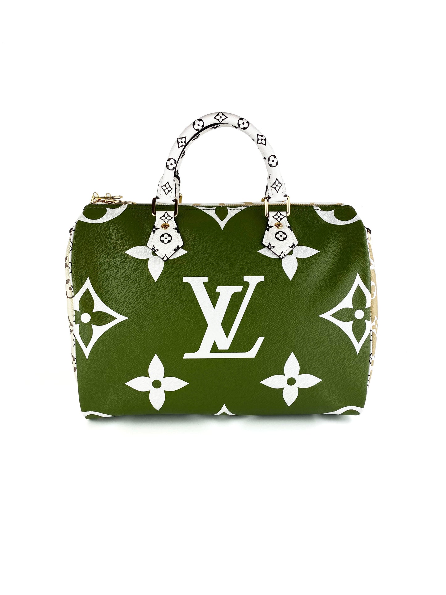 Louis Vuitton White Khaki Speedy 30 Bag