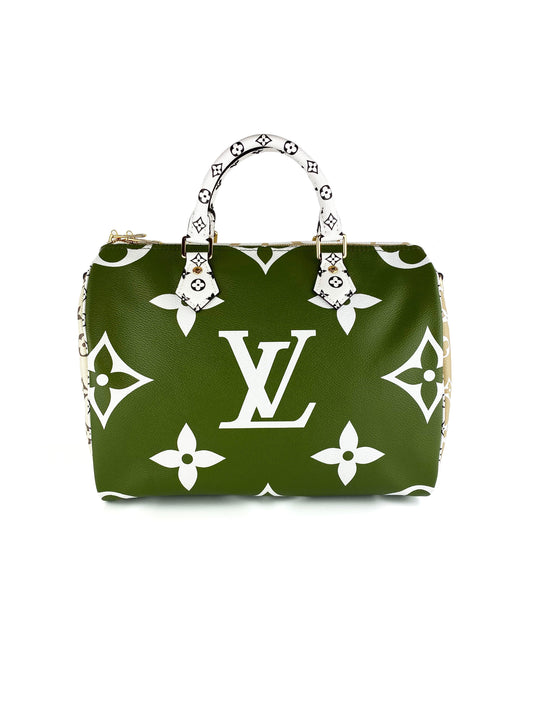Louis Vuitton White Khaki Speedy 30 Bag