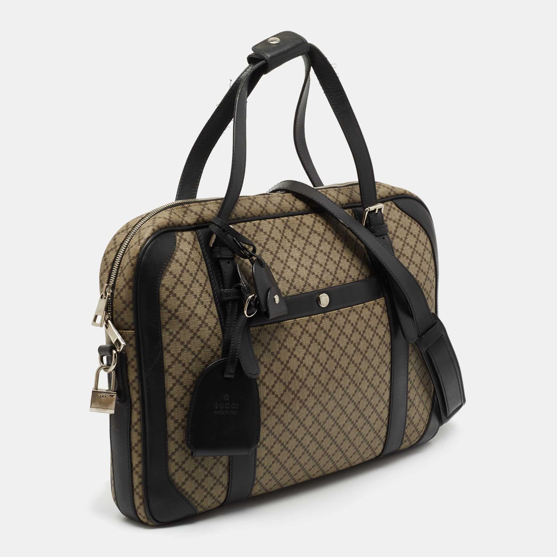 Gucci Lou Leather Canvas Handbag