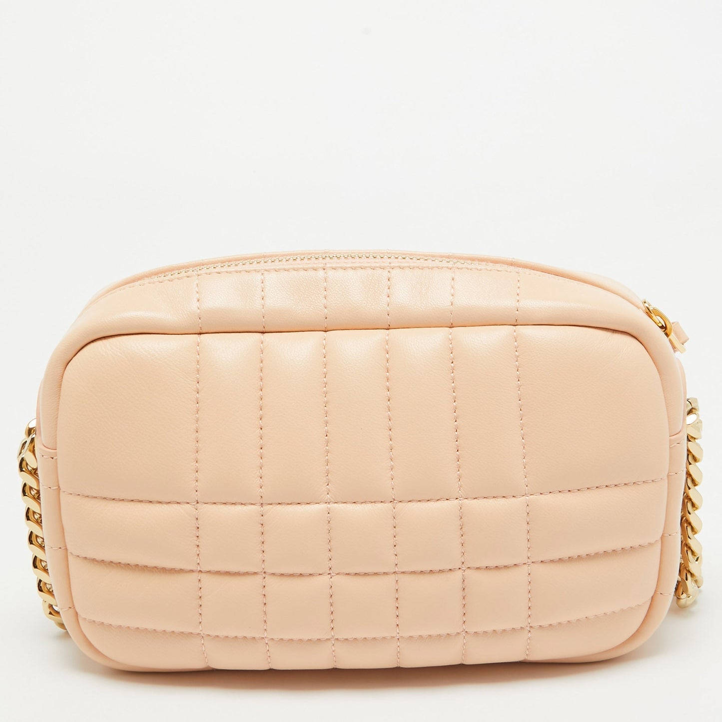 Burberry Peach Pink Quilted Leather Mini Lola Camera Bag