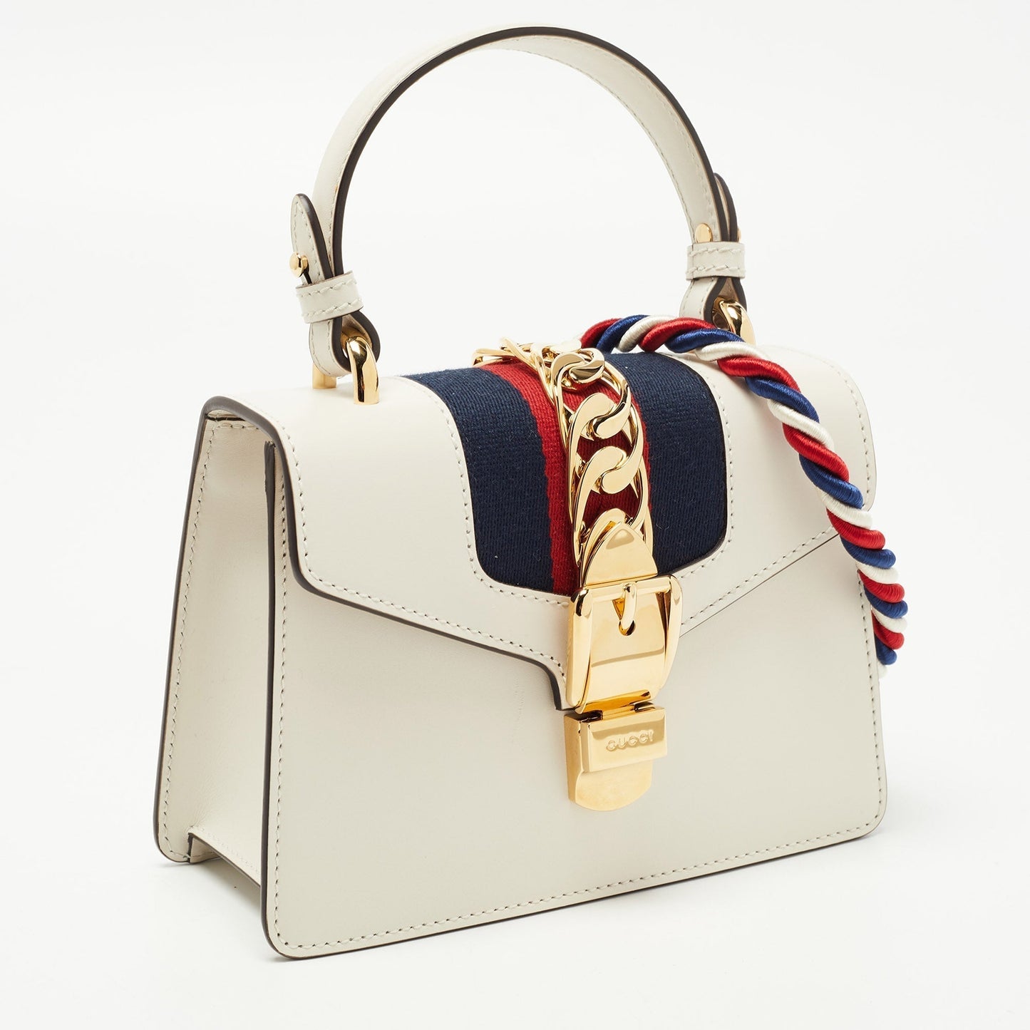 Gucci Sylvie White Leather Chain Shoulder Bag Style 2