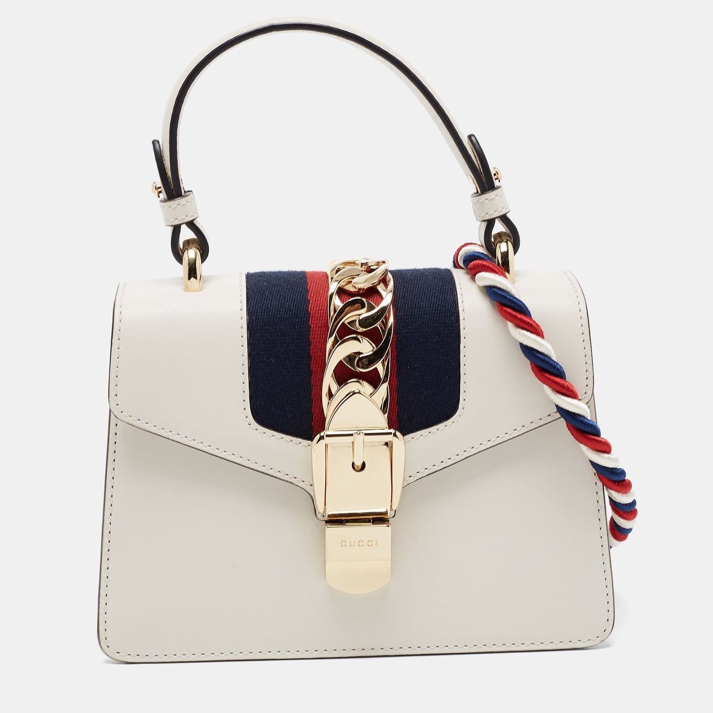 Gucci Sylvie White Leather Chain Shoulder Bag Style 1