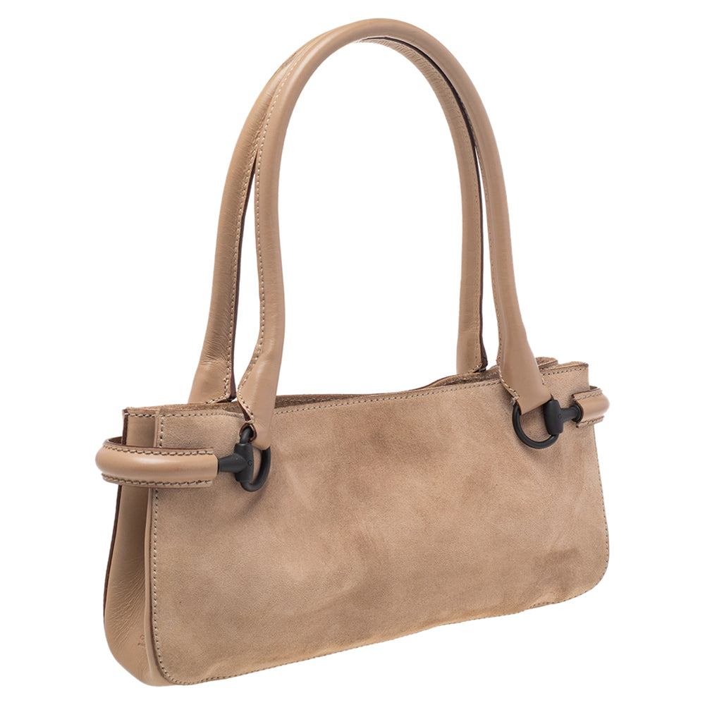 Gucci Beige Leather Canvas Shoulder Bag Style 2